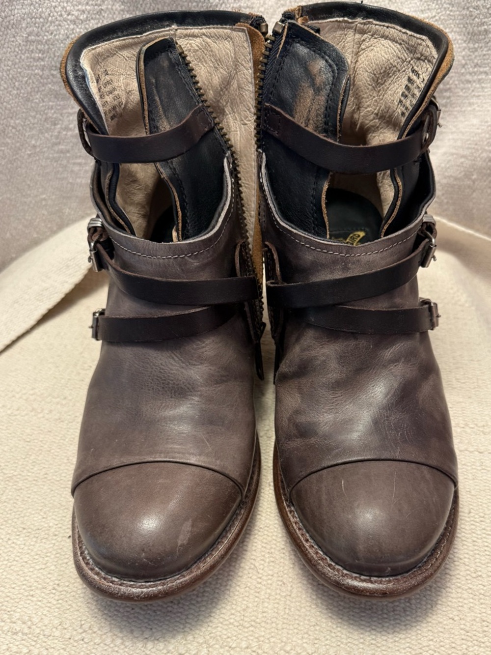 Freebird Crue Brown Leather Ankle Boots with Buckle Straps size 10 - Picture 3 of 10